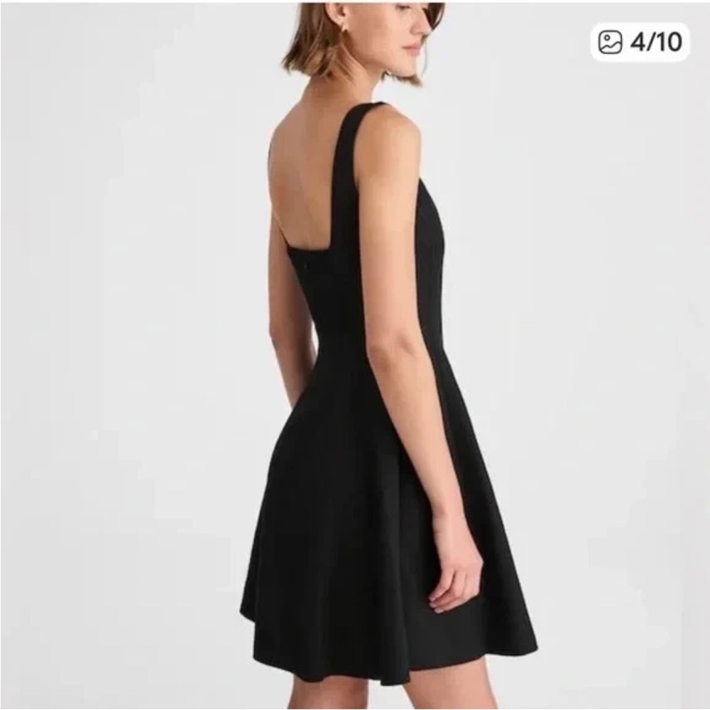 Madewell Black Remmi Seamed Square Neck Mini Dress 10 NWT - Picture 2 of 7